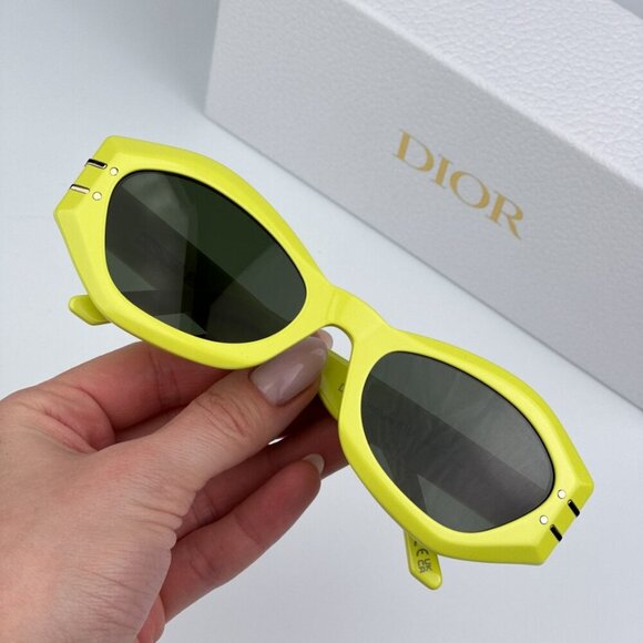 Dior DIORSIGNATURE B1U 66C0 BRAND NEW Sunglasses Yellow Green Women Butterfly main image 11